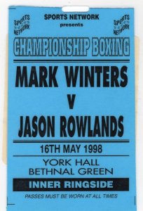 Jason Rowlands vs Mark Winters 1998 London Boxing Press Pass