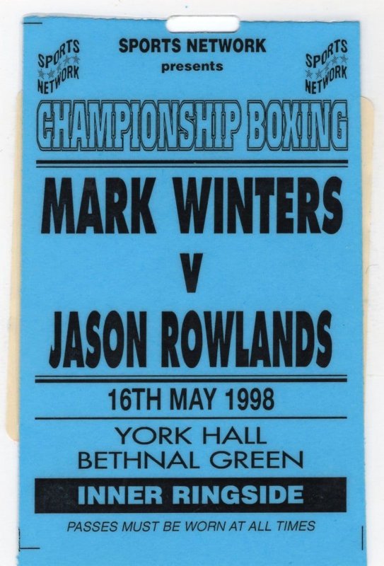 Jason Rowlands vs Mark Winters 1998 London Boxing Press Pass