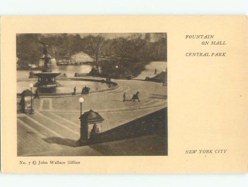 Unused Divided-Back FOUNTAIN ON MALL AT CENTRAL PARK New York City NY c8314