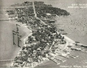 1930s-40s City Island Yachting Center Bird's eye View Vintage Postcard P109