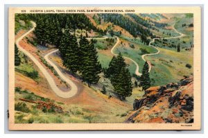 Hairpin Loops Trail Creek Pass Sawtooth Range Idaho ID UNP Linen Postcard R23