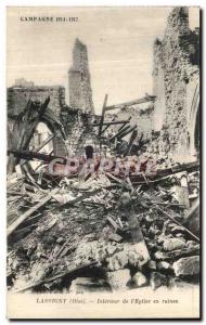 Postcard Old Lassigny Interior of Church Ruins Army