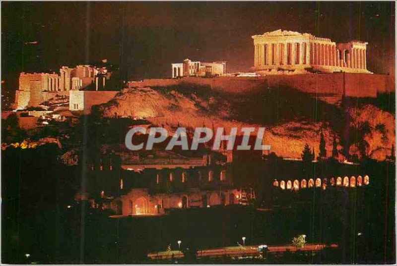 Postcard Modern Athens Acropolis Illuminee