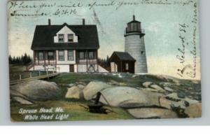 Spruce Head ME Lighthouse c1910 Postcard