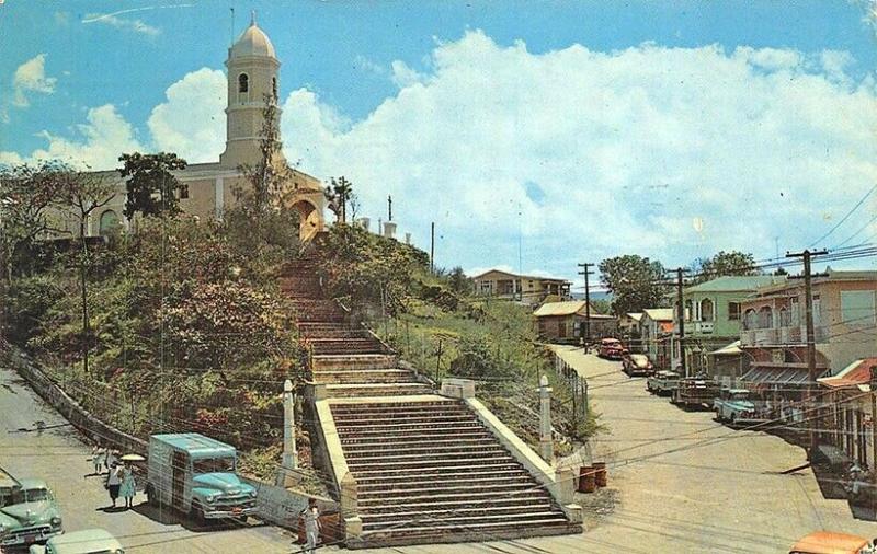 Iglesia De La Monserrate Puerto Rico Street View Old Cars Postcard