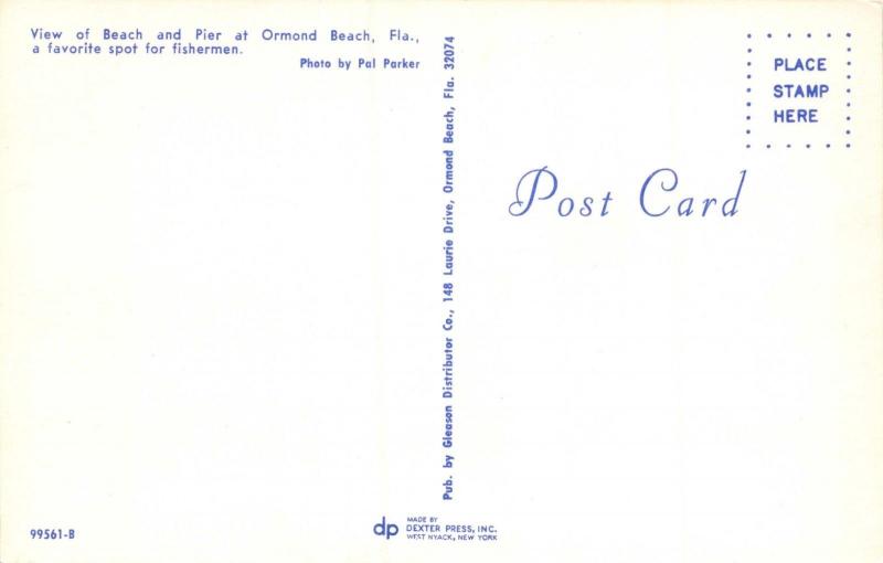 ORMOND BEACH FLORIDA-FISHING PIER POSTCARD 1960s