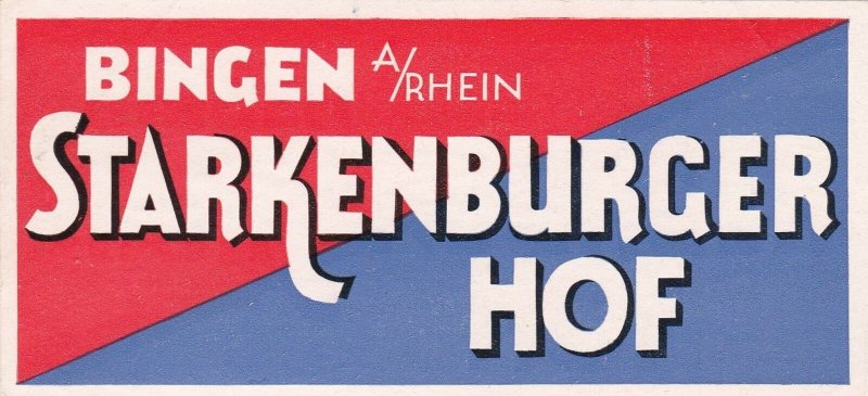 Germany Bingen am Rhein Starkenburger Hof Vintage Luggage Label sk3275