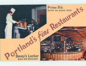 Unused Pre-1980 DAVEY'S LOCKER RESTAURANT Portland Oregon OR hs4761