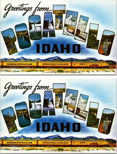 Lot of 2 Large Letter Greetings from Pocatello Idaho Postcards Union Pacific