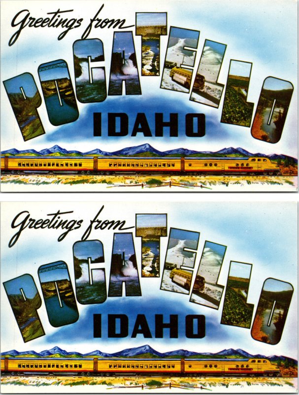 Lot of 2 Large Letter Greetings from Pocatello Idaho Postcards Union Pacific