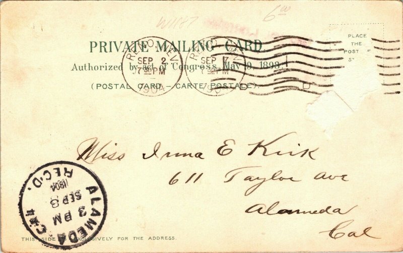 Private Mailing Card CA Outlet of Fallen Leaf Lake Near Lake Tahoe RARE 1904 A11
