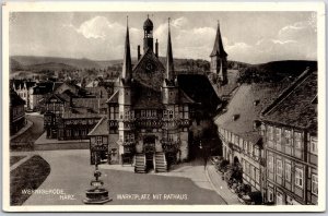 Wernigerode Harz Marktplatz Mit Rathaus Germany Real Photo RPPC Postcard