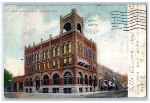 1909 First National Bank Building Street View Wausau Wisconsin WI Postcard