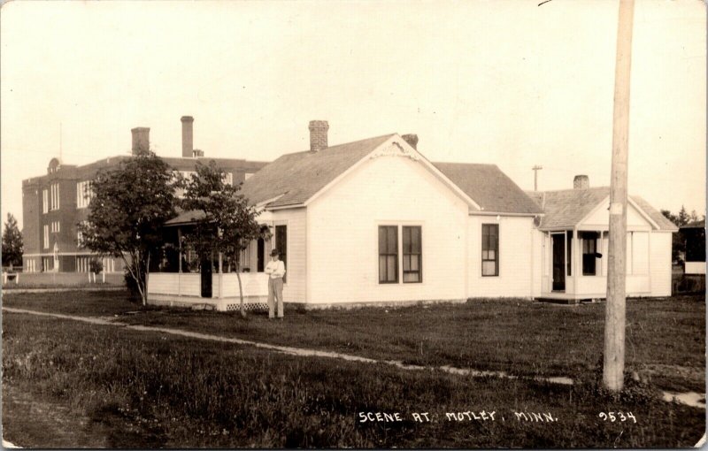 Real Photo Postcard Scene at Motley, Minnesota ~319