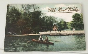 VINTAGE POSTCARD 1905 USED BOATING LAKE CANNON HILL PARK BIRMINGHAM ENGLAND