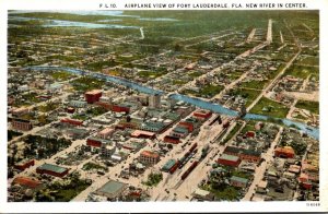 Florida Fort Lauderdale Airplane View With New River In Center Curteich