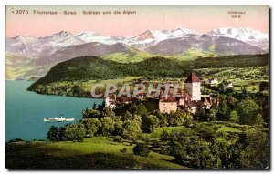 Old Postcard Thunersee Spiez Schloss Und Die Alpen