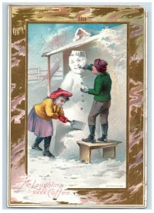 1891 McLaughlin's XXXX Coffee Children Making Snowman #5K