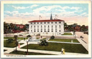 Post Office Augusta Georgia GA Fountain United States Post Office Postcard