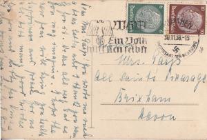 Munchen 1938 Swastika Postmark Government Wishes German Postcard