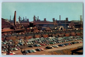 Gary Indiana Postcard United States Steel Corporation Classic Cars 1960 Unposted