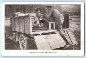 WWI German Soldier Machine Gun Truck Postcard