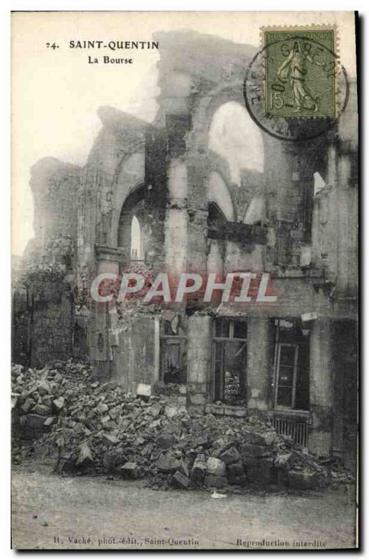 Old Postcard Saint Quentin La Bourse militaria