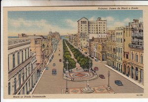 P1936 vintage postcard airview marti or prado pomenrade havana cuba cars unused