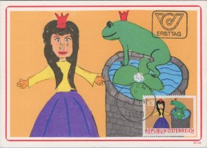 Children's Art Postcard - Austrian Artist, Kindermarke, Girl & Frog RR16992