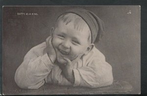 Children Postcard - Young Boy Happy As a King  T4602