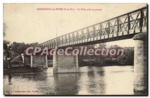 Postcard Old Bonnieres sur Seine (S and O) Bridge taken upstream