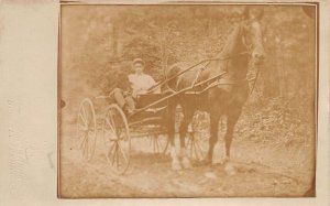 Burrell Pennsylvania Men in Horse Carriage Real Photo Vintage Postcard AA61247