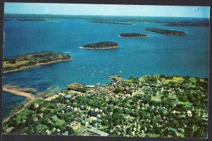 ME Aerial Bar Harbor Mt. Desert Island showing Frenchman's Bay Chrome 1950 -1970