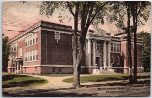 VINTAGE POSTCARD THE HIGH SCHOOL AT BENNINGTON VERMONT POSTED 1918 HAND-COLORED