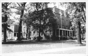 Olivet Michigan~Olivet College-Shepherd Hall~50s Cars Parked~RPPC-Postcard