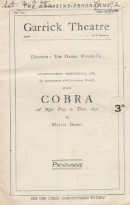 Cobra Drama Isabel Jeans London Garrick Theatre Antique Programme