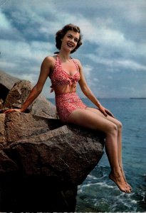 Risque Semi Nude Girl Wearing Bathing Suit On Beach