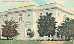 FORT MORGAN COLORADO~MASONIC TEMPLE~1909 A F BARTLETT POSTCARD