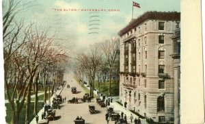 1911 WATERBURY CONNECTICUT*CT*THE ELTON HOTEL*OLD CARS*TO BIDDEFORD MAINE*CONLAN