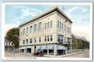 Fall River Massachusetts MA Postcard BPO Elks No 200 Building Classic Car 1920