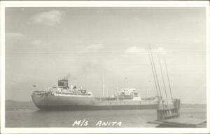 Cargo Steamer Ship M/S Anita Real Photo Postcard