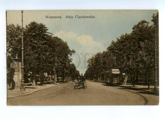 150540 POLAND Warsaw Ujazdowskie street TRAM Vintage postcard