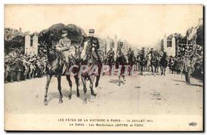 Paris Old Postcard Fetes Victory July 14, 1915 The parade Marechaux Joffre an...