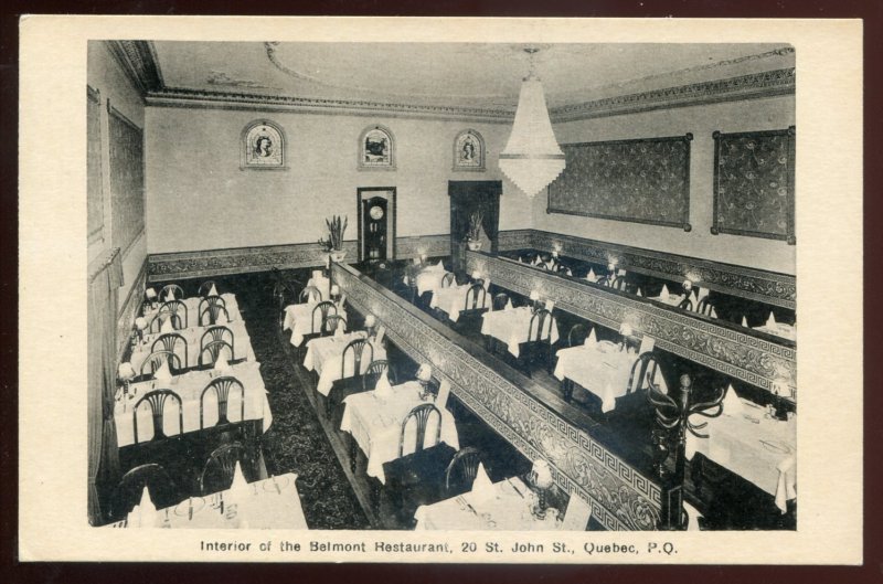 h2368 - QUEBEC CITY Postcard 1930s Belmont Restaurant Interior