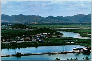 VINTAGE POSTCARD CONTINENTAL SIZE Shumchun River view from Lukmachow Hong Kong