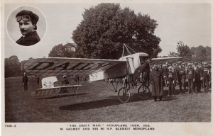 M Salmet & His Bleriot Monoplane Hand Signed Old RPC Pilot Postcard