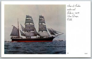 Vtg San Diego California CA Star of India Sailing Ship July 4 1976 Postcard