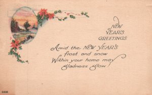 Vintage Postcard 1922 Happy New Year Greetings Card Frost & Snow within You Home