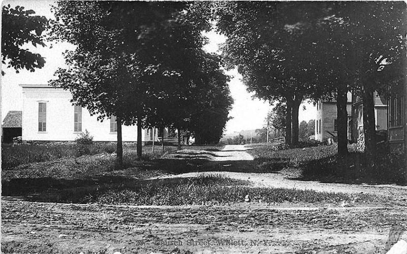 Willett NY Dirt Church Street View in 1912 RPPC Postcard