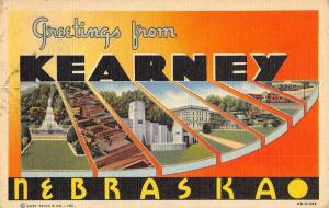 Kearney Nebraska Large Letter Linen Antique Postcard K76598